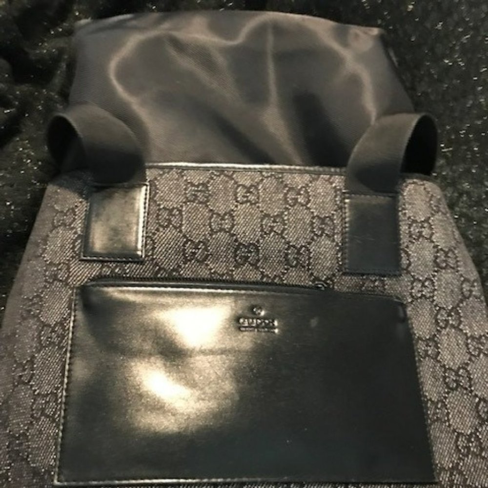 Gucci Vintage Black GG Canvas Handbag/ Shoulder Bag / Tote - 1990's